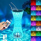 LED Tischlampe aus Kristall, 16 Farben & 4 Modi Touch Control Rose Rose Crystal Lampe Mit Fernbedienung RGB Farbwechsel Nachtlicht für Schlafzimmer Wohnzimmer