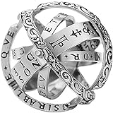 Fakavear Astronomischer Kugel Ring, Kreativer 925 Sterling Silber Ring Unisex Verformbar Rotierender kosmischer Buchstabe Fingerring Design Einzigartige Stimmungsringe Schmuck Geschenke