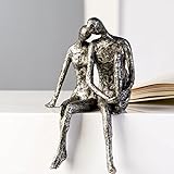 Casablanca Skulptur - Dekofigur Couple - Paar - Polyresin - Farbe: antik-Silber Höhe 25 cm