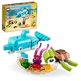 LEGO 31128 Creator 3-in-1 Delfin und Schildkröte, Seepferdchen, Fisch, Figuren von Meerestieren, Spielzeug zum Bauen
