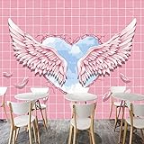 Tapete Fototapete 3D 3D Wandbild Tapete Engel Flügel Rosa Federn Tapete Wandbild Tapete Selbstklebende Wand Foto Kunst Peel und