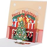 ZIIDOO Weihnachtskarten 3D, Weihnachtskarte Pop Up, Karte Weihnachten Mit Umschlag Set, Merry Christmas Weihnachtsbaum Grußkarte