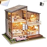 3D Holz Miniatur Puppenhaus Möbel Kit DIY Montage Moderne Zeit Loft Villa Gebäude Haus 1:24 Maßstab mit Staubschutz Neujahr Geschenk