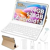2023 Tablet 10 Zoll Android 13 Tablet FACETEL 5G WiFi Octa-Core 2.0Ghz Prozessor Ultraschnelles Tablet PC mit 14GB RAM + 128GB ROM TF 1TB | 8000mAh | FHD IPS | 5MP+8MP, Tablet mit Tastatur Maus - Gold