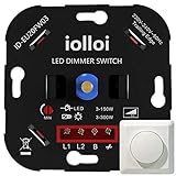 iolloi LED-Dimmer Schalter, Drehdimmer Unterputz Dimmschalter für Dimmbare LEDs 3–150 W und Halogen 3–300 W, weiß,3 Jahre Garantie