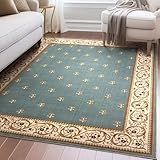 Well Woven Barclay Collection Fleur de Lis Teppich, für Wohnzimmer, Schlafzimmer und Esszimmer, Hellb