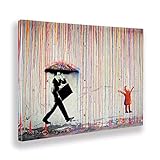 Giallobus - Bild - Druck AUF LEINWAND - Banksy - Regen VON Farben - 100x70