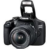 Canon EOS 2000D Spiegelreflexkamera (24,1 MP, DIGIC 4+, 7,5 cm (3,0 Zoll) LCD, Full-HD, WIFI, APS-C CMOS-Sensor) inkl. Objektive EF-S 18-55mm IS II F3.5-5.6 IS II und EF 75-300mm F4-5.6 III, schwarz