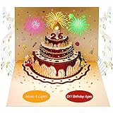 Ytanhr Verbesserte Geburtstagskarten – 3D-Pop-Up-Geburtstagskarte mit Happy Birthday Song und Feuerwerk-Effekt, Geburtstagsgeschenkkarte, einzigartige Geburtstagsgeschenke für Frauen, Männer, Kinder