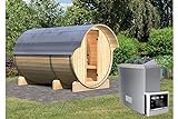 Karibu Fass - Sauna 3 42 mm inkl. 9-kW-Ofen - Saunahaus