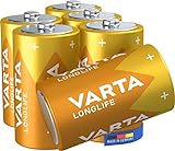 VARTA Batterien D Mono, 6 Stück, Longlife, Alkaline, 1,5V, ideal für Fernbedienungen, Wecker, Radios, Made in Germany