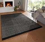Taracarpet Moderner Boho Skandi Kurzflor Wollteppich Ethno Flachgewebe Kelim Teppich handgewebt Dhurry schwarz 250x350