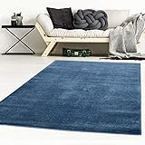 Taracarpet Designer-Teppich Galant Flauschige Flachflor Teppiche fürs Wohnzimmer, Esszimmer, Schlafzimmer oder Kinderzimmer weich und Schadstoffgeprüft dunkel-blau 060x090 cm