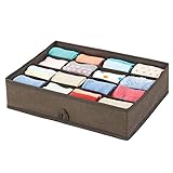 mDesign Schubladenbox – Box mit 16 Fächern zur platzsparenden Kleideraufbewahrung – für Socken, Kinderunterwäsche, Leggings, Schmuck etc. – braun