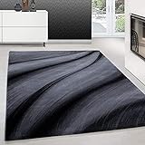 Design rechteckig Kurzflor pflegeleicht abstrakt Wellen schwarz 160x230 cm
