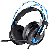 Greatever Headset PC, Gaming Headset PS4 Xbox Headset mit Noise Cancelling Mikrofon, Bass Surround Sound, Kopfhörer für PC MAC Laptop IPad IPod Smartphone (Blau)