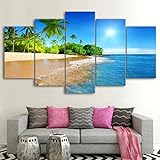5 Teilig Leinwanddrucke Vlies Tropische Ozean-Strand-Palmen 5 teilig Bilder wandbild Poster Malerei auf Wand Kunst für Home Dekorationen Wand Dekor(Keine Gerahmte)
