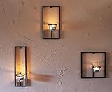 DanDiBo Wandteelichthalter aus Metall Carre 3-TLG. Wandkerzenhalter Teelichthalter für die Wand Schwarz Teelicht Design Modern
