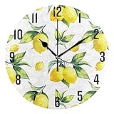 FULUHUAPIN Lemon Clock Küchenwanduhr, nicht tickend, leise, leicht zu lesen, für Badezimmer, Schlafzimmer, Dekoration, 24,1 cm, runde Uhr 20310297