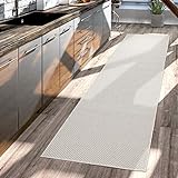TT Home Teppich Für Outdoor Küchenteppich Balkon Terrasse Unifarbenes Design Modern, Farbe:Elfenbein, Größe:80x150 cm
