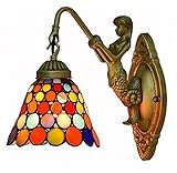 Wandleuchte Tiffany Wall Lamp, 8 Inch Wall Light Interior Round Colorful Glass, Wall Lamp Bedroom Children Corridor Living Room (Color : B)