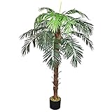 Decovego Künstliche Palme groß Kunstpalme Kunstpflanze Palme künstlich wie echt Plastikpflanze Balkon Kokospalme Königspalme Deko 140 cm hoch