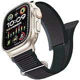 Trail Loop kompatibel für Apple Watch Ultra Armband 2/1, Adjustable Textil Stretch Sport Nylon Geflochtener Solo Strap für 41mm 40mm 38mm iWatch Series SE9/8/7/6/5/4/3 Herren Damen,Blau/Schwarz