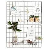 Gadgy Wandgitter schwarz 2er Set – Metallgitter Deko für Zimmer, Küche & Büro | Pinnwand groß für Fotos, Notizen & Erinnerungen | Schreibtisch Deko, Fotohalter Wand, Aesthetic Wandg
