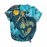 Damen Festival Top Shirts Halloween-Druck Übergröße O-Ausschnitt T-Shirts Kurzarm Grafik T-Shirt Elegantes Hemd Damen Damen Tunika Bluse Damen