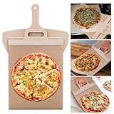 Kuhajancood Schiebe-Pizzaschaufel, 58 x 50 cm, antihaftbeschichtet, mit Griff, abnehmbarer Pizzaschaufel, kreative Schiebe-Pizzaschaufel für Innen- und Außenöfen