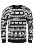 !Solid Winno Herren Weihnachtspullover Norweger-Pullover Winter Strickpullover Grobstrick Pullover mit Rundhalsausschnitt, Größe:L, Farbe:Black (9000)