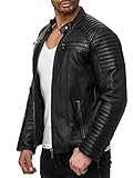Redbridge Herren Jacke Kunst- Lederjacke Bikerjacke Biker Übergangsjacke M6013 AIR, Schwarz, M