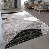 VIMODA Teppich Geometrisches Muster Meliert in Grau Weiß Schwarz Kurzflor Läufer Wohnzimmer, Maße:80 x 150 cm