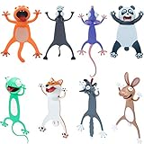 8 Stücke 3D Karikatur Tier Lesezeichen Set für Kinder Neuheit Lustige Süße Lesezeichen Gequetscht Tier Lesen Lesezeichen Schreibwaren Geschenke Party Gunst für Kinder Student