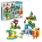LEGO DUPLO Town Wildtier-Familien 3-in-1-Set, Lernspielzeug für Kleinkinder mit Schildkröten, Tigern, Elefanten, Rehen, Pandas, Set für Vorschulkinder ab 2 Jahren, Bauspielzeug mit Tierfiguren 10446