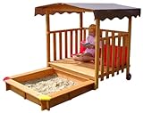 GASPO Spielhaus für Kinder, Sandkasten aus Holz mit Abdeckung, 220 cm x 133 cm x 144 cm, TÜV-geprüft