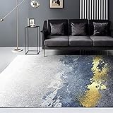 Carpet 60x110 cm Moderner Flauschiger Kurzflor Teppich,Teppich-Unterlage rutschfest Anti-Rutsch-Matte Waschbar bis 30 Grad, Super Soft Weiß-Blau-Gold-Farbverlauf