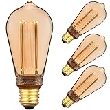 Vintage Design LED Birne Retro Stil zur Stimmungsbeleuchtung E27 ST64 Edison Glühbirne, 4W 230V 200LM 1800K extra warmweiß flimmerfrei nicht dimmbar, 4 Stück