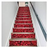 TIM-LI Wandaufkleber für Treppensticker aus Rosenblütenblätter, 3D, selbstklebend, wasserfest, aus PVC, umweltfreundlich, zum Basteln, Heimdekoration, 13 Stück