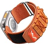 Upeak Nylon Armband für Apple Watch 44mm 45mm 42mm 49mm Ultra 1 Ultra 2, Sport Stoff Geflochtenes Armband Ersatz Loop Band für iWatch Ultra 1/2/SE/Series 9 8 7 6 5 4 3 2 1 SE, L-Orange