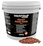 AQUANIQUE Pellet Pond Food, Fischfutter, Teichfutter, Hauptfutter für Koi und Teichfische, 5 mm Pellets (5 L / 1,75 kg)