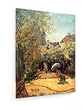 weewado Alfred Sisley - Sommersonne - Frau mit Sonnenschirm 45x60 cm Textil-Leinwandbild auf Keilrahmen - Wand-Bild - Kunst, Gemälde, Foto, Bild auf Leinwand - Alte Meister/Museum