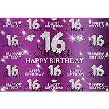 shensu Vinyl 2.7x1.8 m Sweet 16 Happy Birthday Hintergrund für Fotoshooting, glänzende Diamanten, lila Fotohintergrund, Kinder, Jungen, Mädchen, 16. Geburtstag, Fotoautomaten, Studio-Requisiten