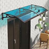 Blaue Türvordach 99% UV-Schutz,Haustürdach Überdachung Türdach Pultbogenvordach aus Aluminium und Polycarbonat Anti-Schnee Kein Geräusch,Vordach für Eingangstür mit Hardware (80x210cm/32 x83)