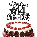1 Stück 14th Geburtstag Tortendeko Alles Gute zum Geburtstag 14 Jahre Geburtstag Kuchen Deko Happy 14th Geburtstag Kuchendeko für Jungen Mädchen 14th Geburtstag Party Kuchen Dekorationen Schw