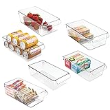 mDesign 6er-Set Aufbewahrungsbox mit Griff aus Kunststoff (groß) – ideal zur Küchen Ablage, im Küchenschrank oder als Kühlschrankbox – durchsichtig