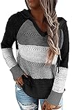 FANGJIN Sweatshirts für Damen Damenpullover Hoodie Oversize Pulli Sweatpullover Tops Langarmshirt Damen Schwarz XL