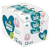 Pampers Sensitive Baby Feuchttücher ohne Duft, für eine sanfte und weiche Reinigung, 624 Tücher (12 x 52) , 52 Stück (12er Pack)