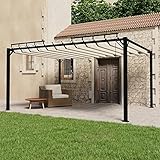 Outdoor Patio Baldachin Zelt Event Shelter für Balkon mit Lamellendach 3x4m Creme Stoff Aluminiumstruktur Pavillon Festzelt Haus & Garten B