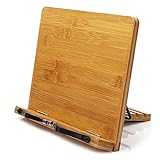 wishacc Holz einstellbar faltbar Leseständer/Buchhalter/Kochbuchhalter/Cookbook stand/ Book rest/Bücherständer/Book Stand aus Bambus